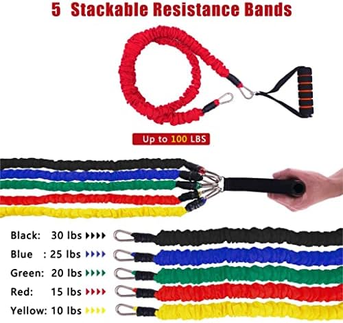 Sawqf 100-150lb Bandas de resistência ao tubo definidas com mangas de nylon protetidas faixas elásticas de fitness para