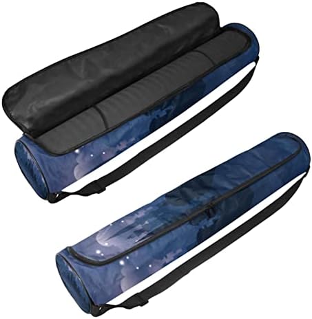 Bolsa de tapete de ioga com alça de ombro ajustável Saco de transporte de ioga de ioga para mulheres impressão da cidade noturna, 6.7x33.9in/17x86 cm