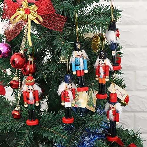 Ornamentos de quebra -nozes de bluespace de Natal define as decorações penduradas de nozes de madeira para figuras de árvores