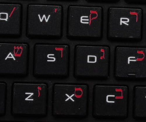 Etiquetas hebraicas para o teclado com letras vermelhas sobre o fundo transparente funciona com a Apple