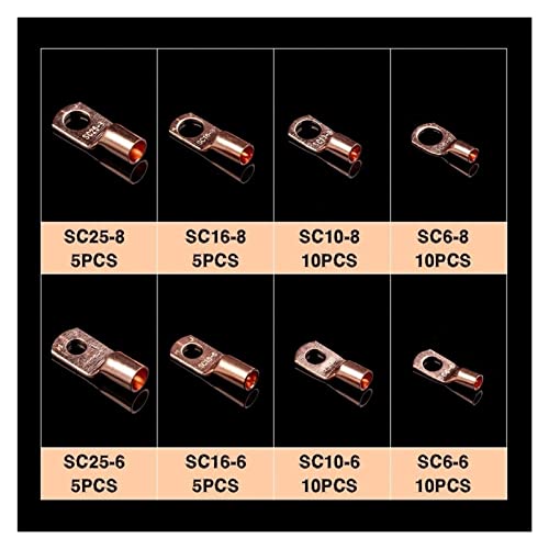 Dunbe 60pcs SC6-6 SC10-6 SC16-6 SC25-6 Cabo de cobre Kit de parafuso de parafuso de parafuso Termo de cabo estanho Terminais