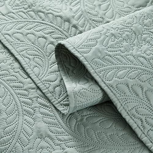 Aijar Home Green Quilt Conjunto de colchas Caminha 3 Peças - Tamanho King - Medallion Pattern - Tampa de cama de microfibra suave Ultra leve, verde)