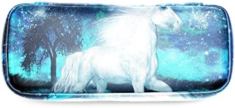 Bolsa de maquiagem, bolsa de cosméticos, organizador de bolsa de maquiagem à prova d'água, Galaxy White Unicorn Blue Universe Sky