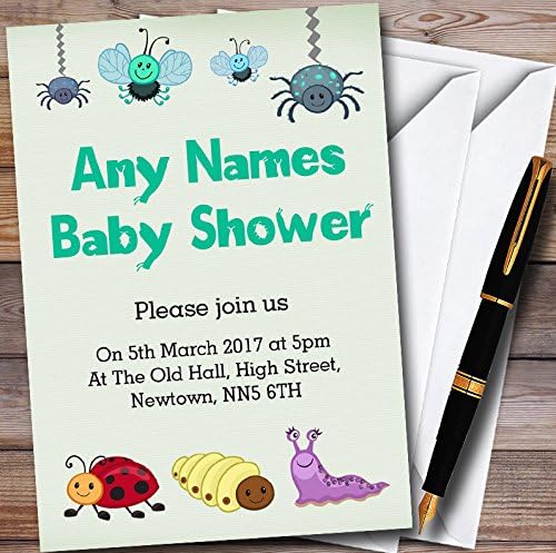 O card zoo bugs fofos convites para chá de bebê personalizados