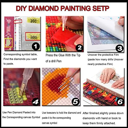 Kits de pintura de diamante 5D DIY para adultos, 5 conjuntos/peças Bordado de diamante Diamante Frill broca de cristal