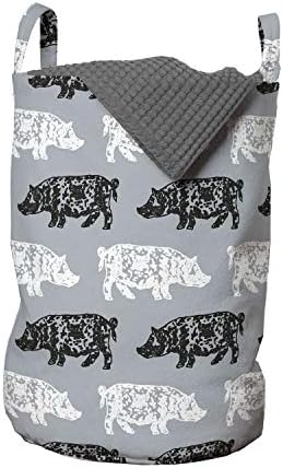 Bolsa de lavanderia de porco lunarável, obra de arte de silhuetas de animais selvagens manchadas em um fundo de tom