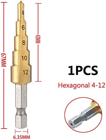 Bits de perfuração de etapa de aço de 3-12mm 4-12mm 4-20mm Ferramentas de corte de cone de cone de aço de aço de madeira de perfuração