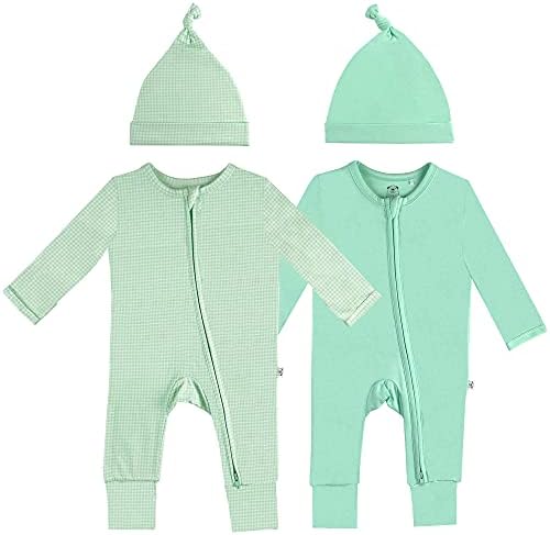 Pijamas Kata Baby Baby com punhos de luto e chapéus de presente - sorvete de sorvete de verão 4pc de algodão puro macacão para bebês