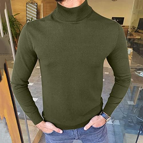 Moda masculina Slim Fit Basic Basic Turtleneck T Camisetas de manga longa de manga longa Casual Pullover Sweatters Solid Color Blouse Top
