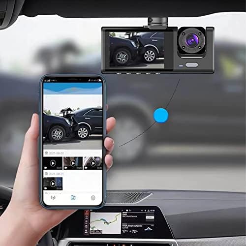 Qiopertar 3 canal Dash Cam front e traseiro interno, câmera de traço de 1080p para carros, câmera de carro de três vias com