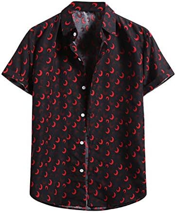 Camisas de boliche retrô para homens de manga curta camisa havaiana de botão impressa camisetas com tops de bolso