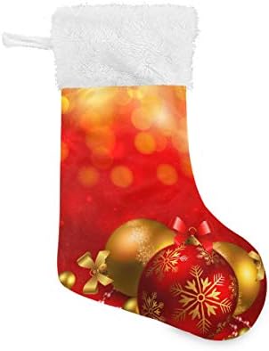 Meias de Natal de Alaza Bolas de Natal Vermelhas Classic Classic personalizadas grandes decorações de meia para férias