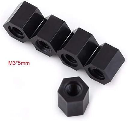 Parafuso 100pcs/pacote m3 fêmea x m3 fêmea hexágica staneff standOff PA66 Standing de nylon preto para placas de circuito PCB