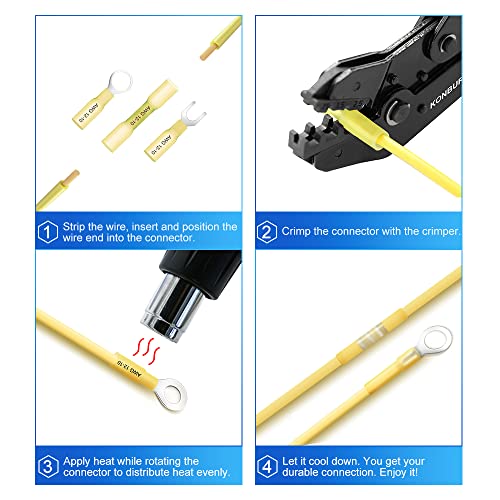 Konbur 580pcs Conectores de fio de encolhimento de calor - kit de terminais elétricos isolados - variedade de conector de