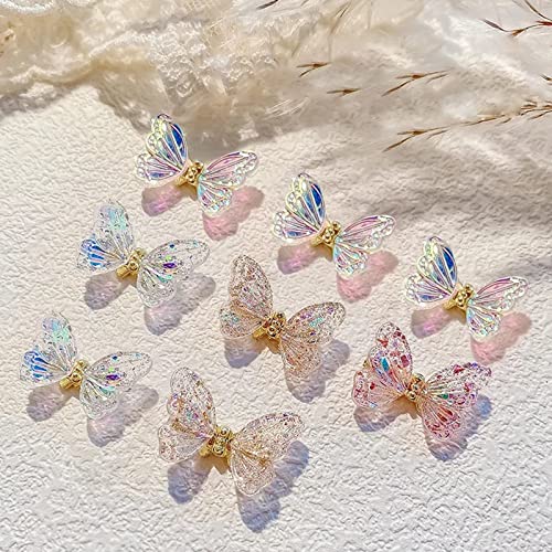 Jóias de unhas 3D Manicure de borboleta inteligente Jóias de borboleta solteira solteira colorida jóias de jóias de jóias