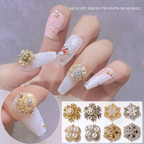 Decoração de unhas Decoração de natal Snowflakes Alloy Rivet Artificial Diamond Pearl Nail Art Acessórios para salão de unhas DIY DIY