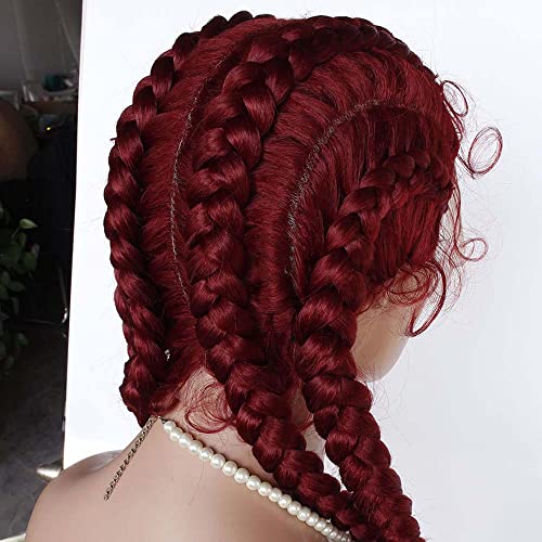 Melody Wig 36 Synthtic Red Lace Red Braid Wigs 4Box Braid Wigs com cabelos de bebê de trança de cabelos longos…