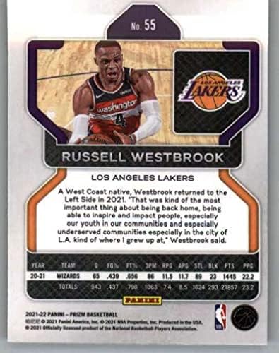 2021-22 Panini Prizm 55 Russell Westbrook Los Angeles Lakers NBA Basketball Base Trading Card