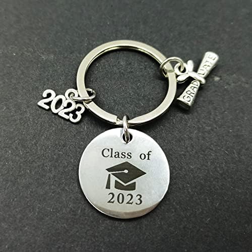 Classe de Coksdupid de 2023 Presentes de graduação para ele, Round Inspirational Gift Key Ring for College Middle Senior