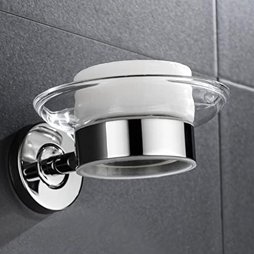 Unknows jabonera redonda soporte para jabón montado en la pared bandeja de vidrio para jabón accesorios de baño artíclos