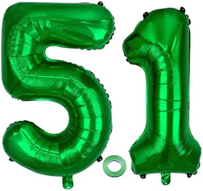 SHIKUER Número 51 Balões de 32 polegadas Alfabeto de balão digital 51º aniversário Balões Digit 51 Balões de hélio BALLOONS BIG BALLOONS PARA FESTO DE BIRNERIMENTAR SUMPRES