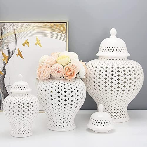 Jarra de cerâmica de cerâmica Bhui jarra de gengibre com tampa de cerâmica de cerâmica simples jarra de lanterna piercing