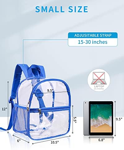 Paxiland Clear Backpack Stadium Aprovado 12 × 12 × 6, mochila clara pesada com alças largas, mini mochila clara para eventos esportivos de concertos Escola de viagem