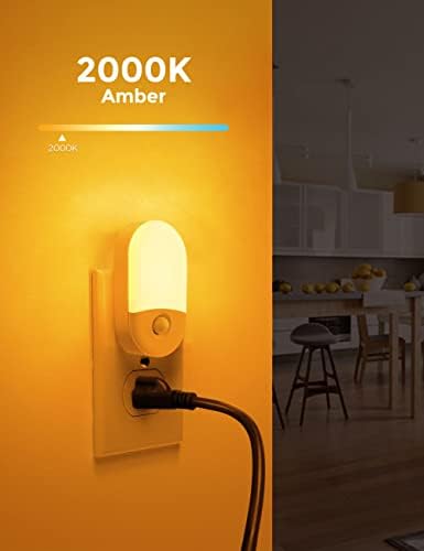Amber Night Light, 2 pacote, Lohas Amber Night Lights Conecte -se ao sensor de movimento da parede, 0,6W 2000k, luz noturna de LED, brilho ajustável de 30/60lm, luz noturna azul baixa automática para crianças, banheiro, corredor