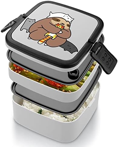 A preguiça adora gatos imprimem tudo em uma caixa de bento de dupla camada para adultos/crianças lanche de lanche de refeições