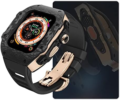 Caixa de fibra de carbono do kit de modificação Azanu para Apple Watch Ultra 8 7 6 SE METAL METAL MOD KIT PARA IWATCH 49mm 45mm 44mm de relógio de borracha Set