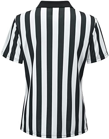 AMOY Camisa de árbitros femininos preto e branco traje de faixa curta árbitro de manga curta Jersey Football Soccer de