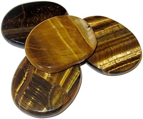 Cristais de cetim Tigre Pedra de pedra polida de 1,8 Conjunto premium de 4 layout de grade oval marrom dourado marrom