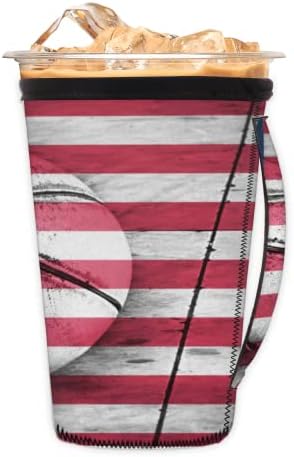 America Flag Basketball Reutilable Iced Coffee Slave com manga de neoprene para refrigerante, café com leite, chá,