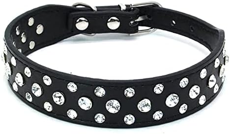 Gola de cachorro de strassuares de serijo, bling shinestone pu de couro de cristal diamante cão gato gato colarinho s m l xl