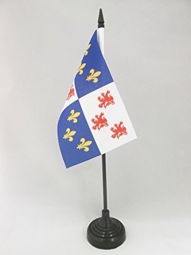 AZ Flag Picardy Table Bandeira 4 '' x 6 '' - Região francesa da bandeira da mesa Picardie 15 x 10 cm - Beck de plástico preto e base