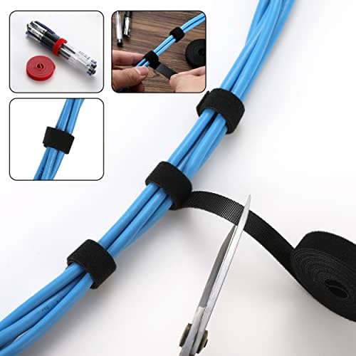 Cabo de fixação reutilizável Cabines 2 roll e 74 PCs gancho e amarração do cordão de loop, 20 PCs PCS Silicone Cable Ty