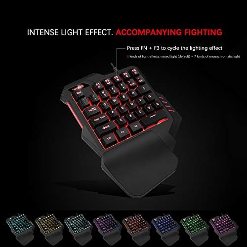 Charella, 35 teclas coloridas iluminadas com uma mão RGB Mechanical Gaming Keypad para LOL PUBG etc FF8