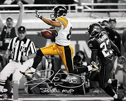 Hines Ward autografou Pittsburgh Steelers 16x20 FP Spotlight Photo w/sb MVP - Beckett W Auth White