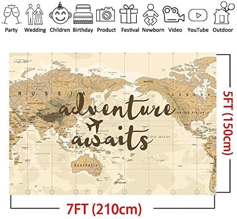Art Studio 7x5ft aventura aguarda cenário retro mapa mundial mapa de sobremesa decoração de decoração de panotography backmol boy boy
