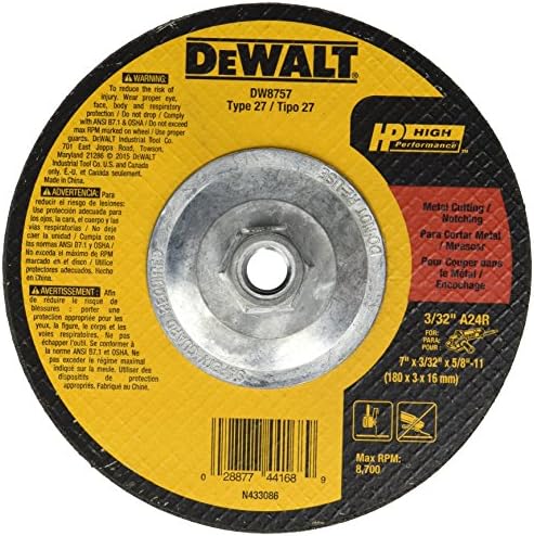 DeWalt DW8757 7 polegadas por 3/32 polegadas por roda de entalhe de metal de 5/8 polegadas