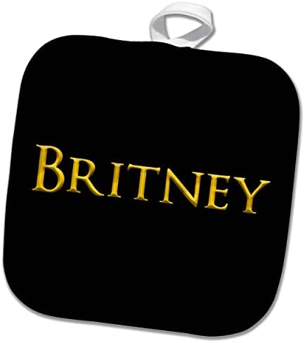 Nome da garota popular de 3drose Britney nos EUA. Amarelo sobre talismã negro - Potholders