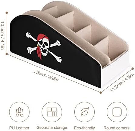 Skull and Crossbones Pirate Remote Control titular PU Caixa de organizador de armazenamento de couro para casa desktop