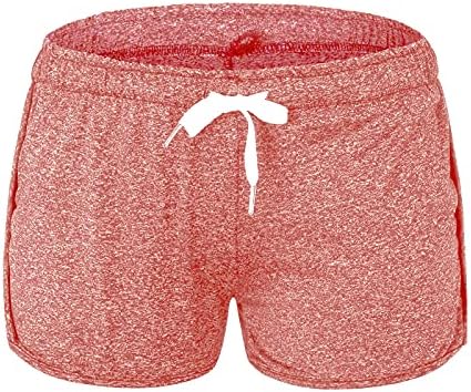 BEUU SOLUÇÃO SHORT para mulheres de verão casual, shorts de cintura elástica feminina com calças curtas de treino de Pocket Beach