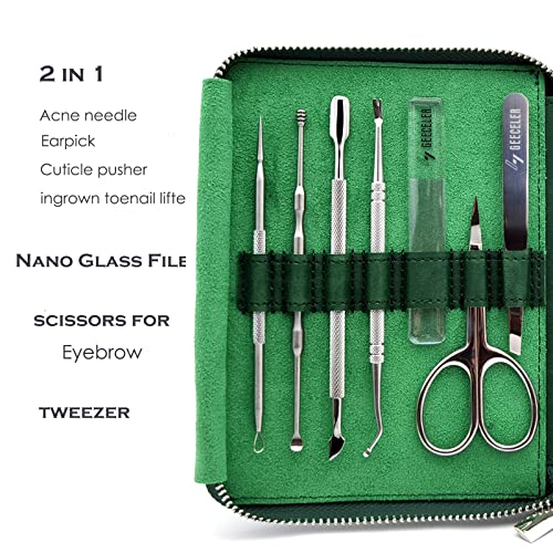Manicure Geeceler Conjunto 12 peças, conjunto de Clippers de unhas profissionais, kit de preparação para pedicure premium