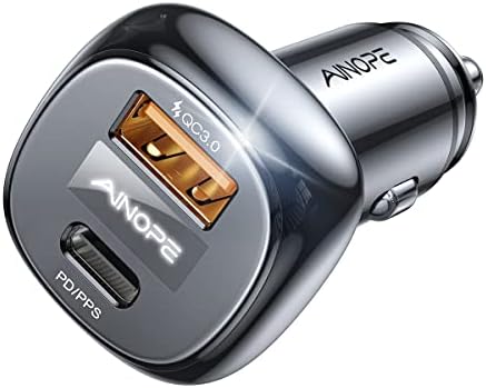 66W USB C CARREGOR DE CARRO-ANOPE [PD 36W+QC 30W] [All Metal] QC 3.0 Porta dupla iPhone Carreger tipo C Adaptador de carro Carregador