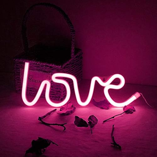 Luz de neon LED de amor, lâmpada de placas de néon em forma de coração alimentado por coração, USB/bateria, decoração decorativa de