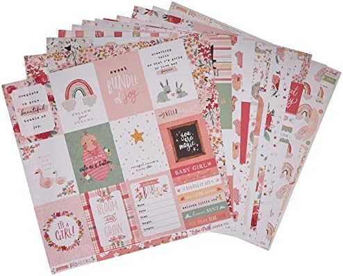 Echo Park Paper Company Welcome Baby Girl Collection Kit Papel, 12-X-12 polegadas