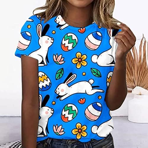 Camiseta feminina de páscoa de páscoa de verão tshirts de manga curta