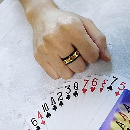 Poker Lucky Ring para homens, Gold Card Card Ring Hip Hop Poker Band Ring Ring Men's Punk Ace Spade Poker Ring Jewelry
