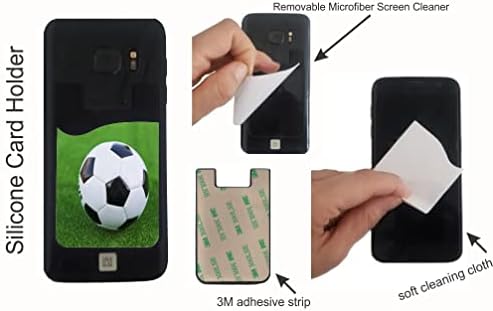 Bola de futebol em design verde gramado - Silicone 3M Adesivo Cartão de crédito Bolsa de carteira para iPhone/Galaxy Android